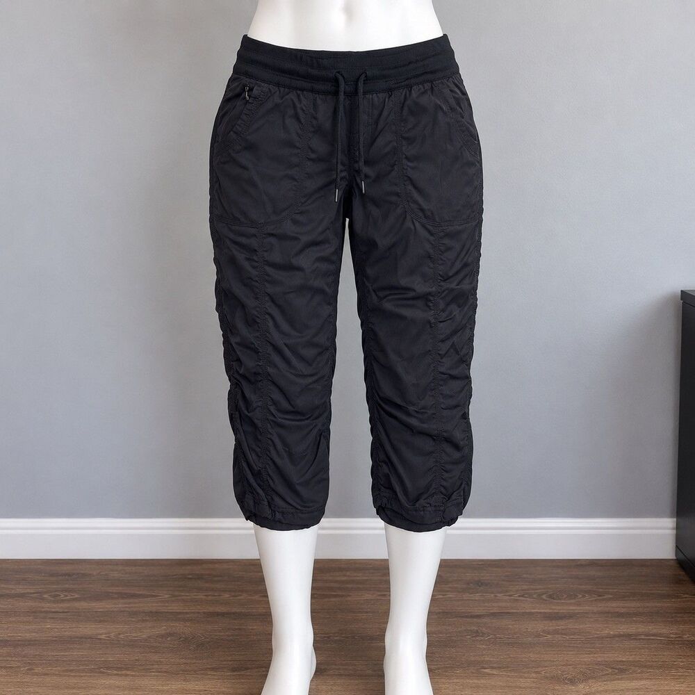 The North Face Aphrodite 2.0 Capri Pants Women L Black Ruched Hiking Gorpcore